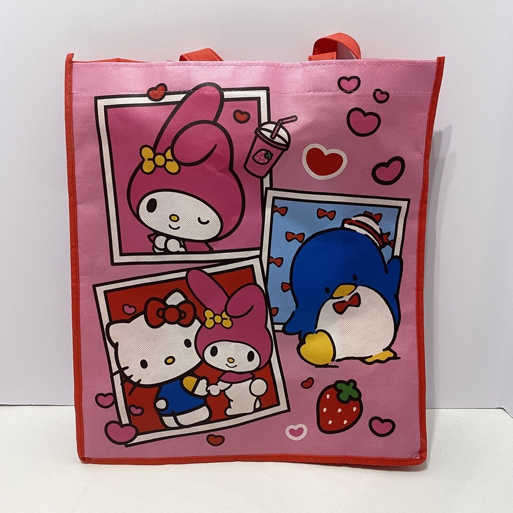Hello Kitty & Friends Reusable Tote Bag in Pink with‎ Hearts Sanrio NWT